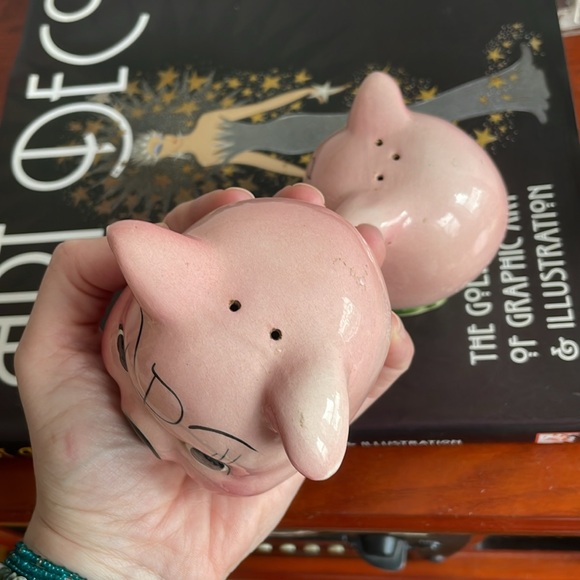 VINTAGE PINK PIG PIGGY HEADS FIGURAL S&P SHAKERS - Picture 11 of 11